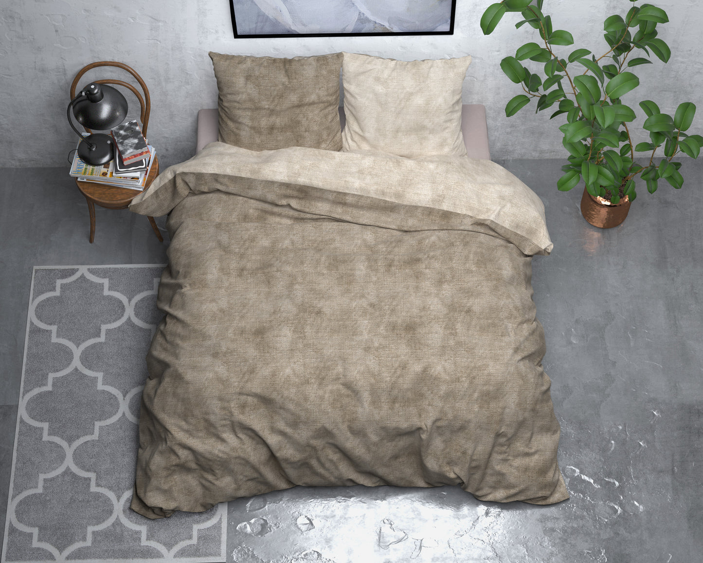 Flanel Washed Cotton Taupe 140 x 200/220