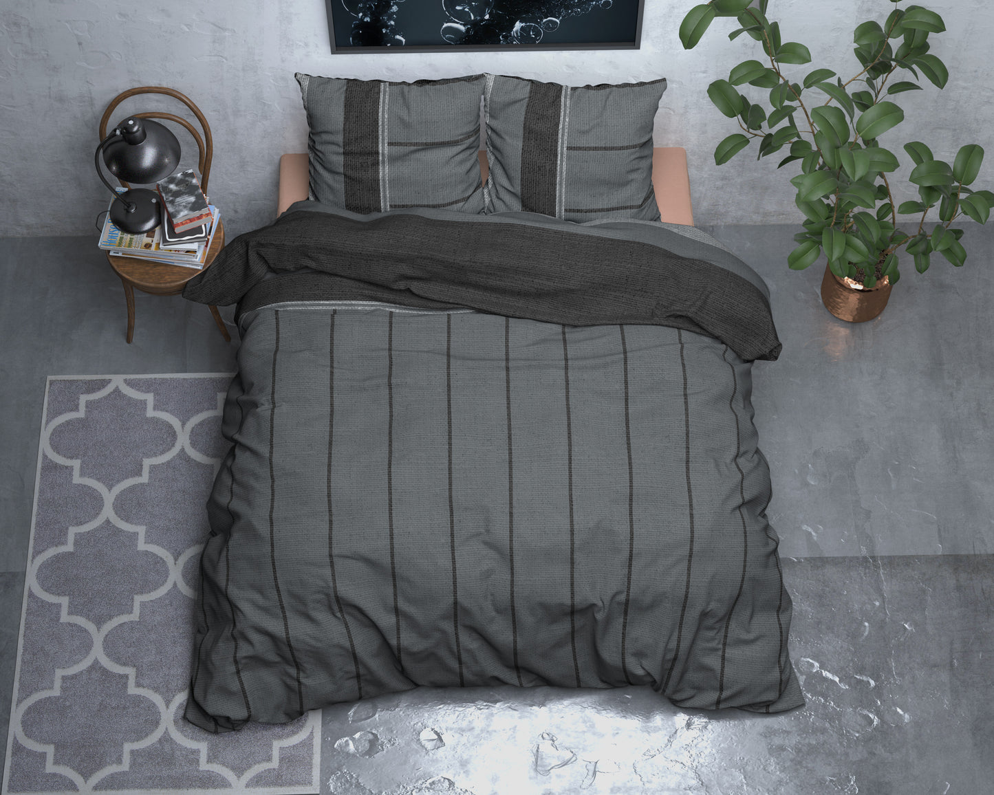Flanel Kees Antraciet 200 x 200/220