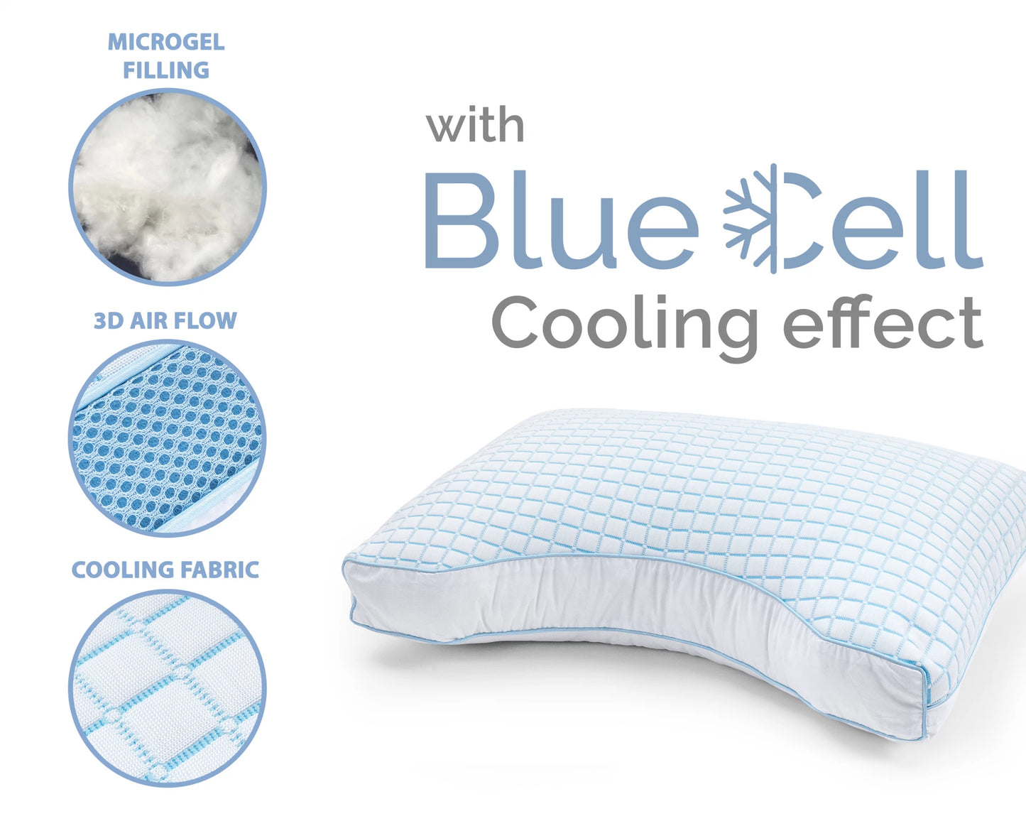 Blue Cell Tech Verkoelend Microgel Neksteun Kussen 45 x 65