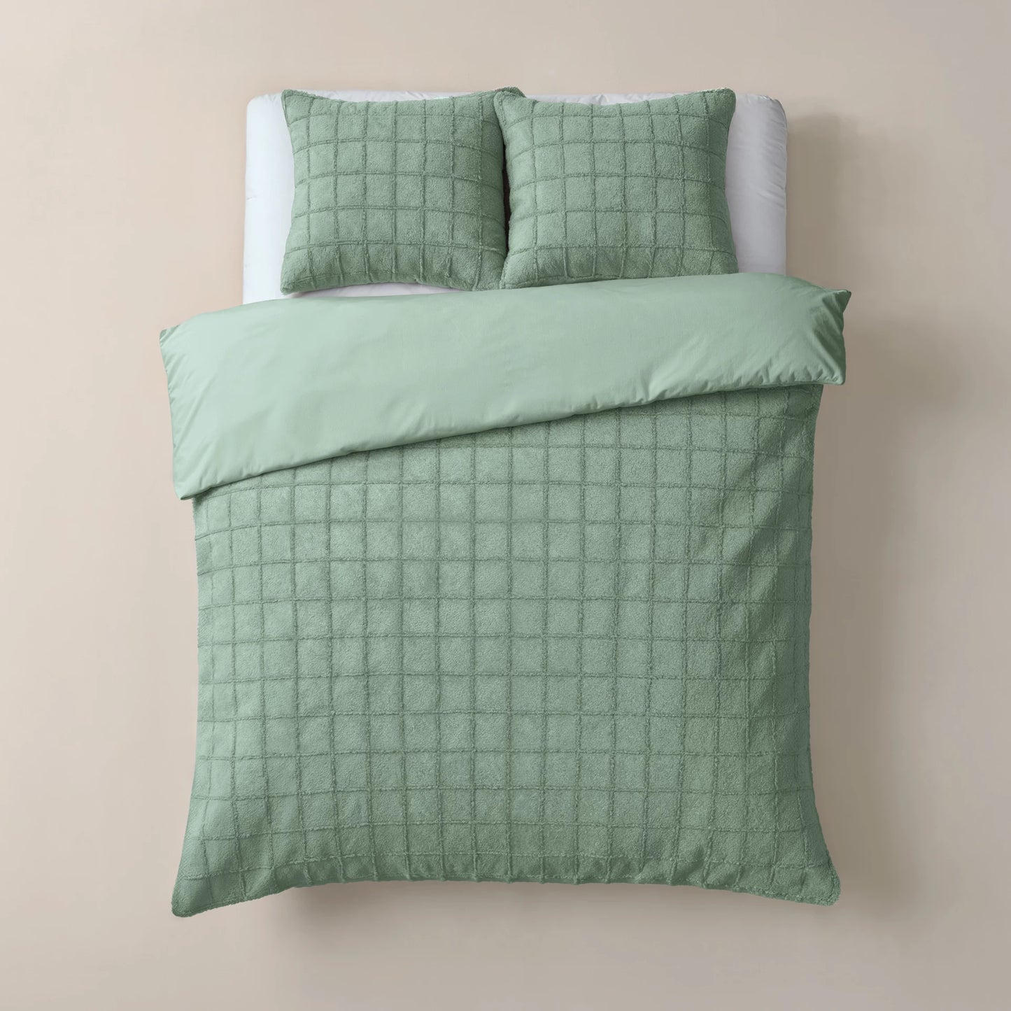 Faux Fur Check Donker Groen