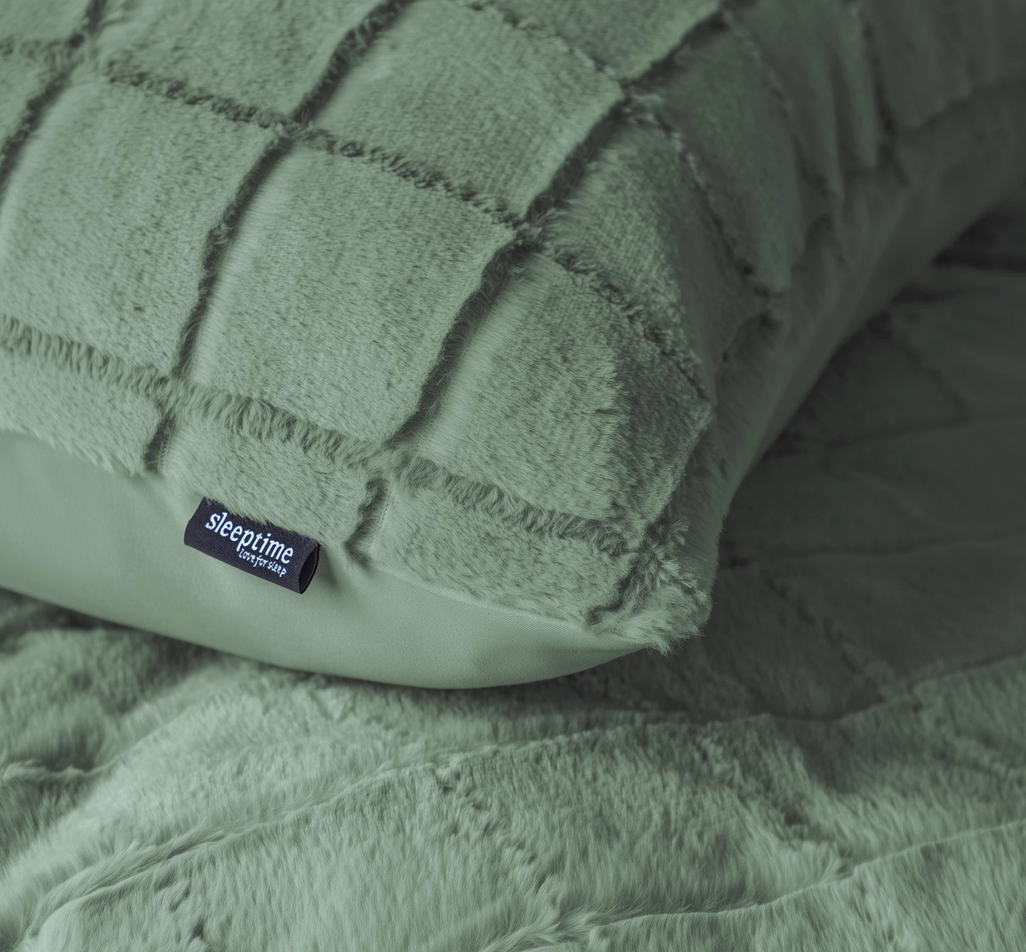 Faux Fur Check Donker Groen