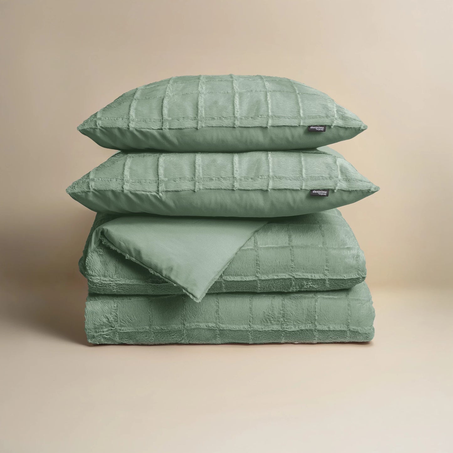 Faux Fur Check Donker Groen