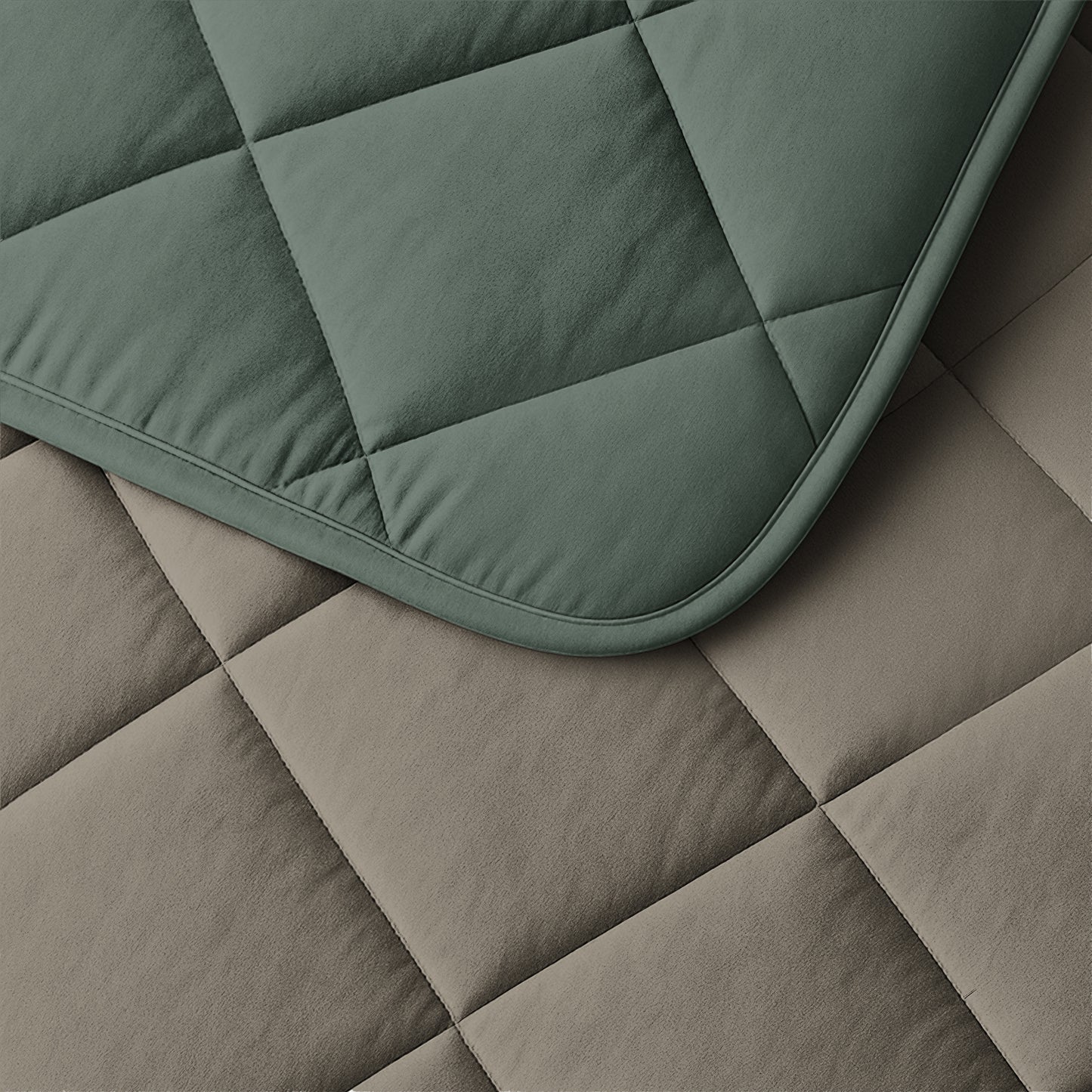 Lazy Dekbed Uni Groen/Taupe 140 x 200 Met Kussensloop