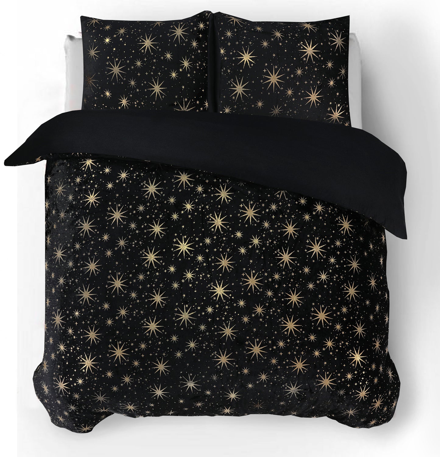 Glamour Flanel Stars Foil Zwart 140 x 200/220