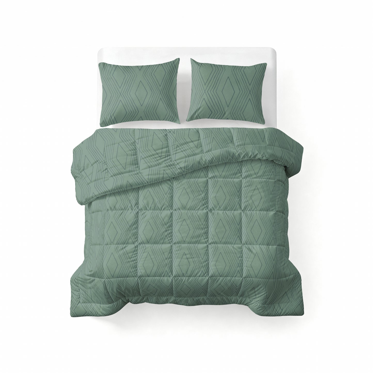 All-in one Lazy dekbed Dorian Groen 200 x 200 Met Kussenslopen