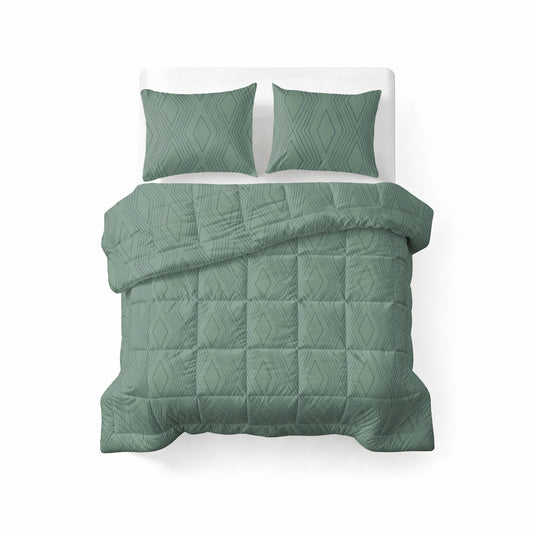 All-in one Lazy dekbed Dorian Groen 200 x 200 Met Kussenslopen