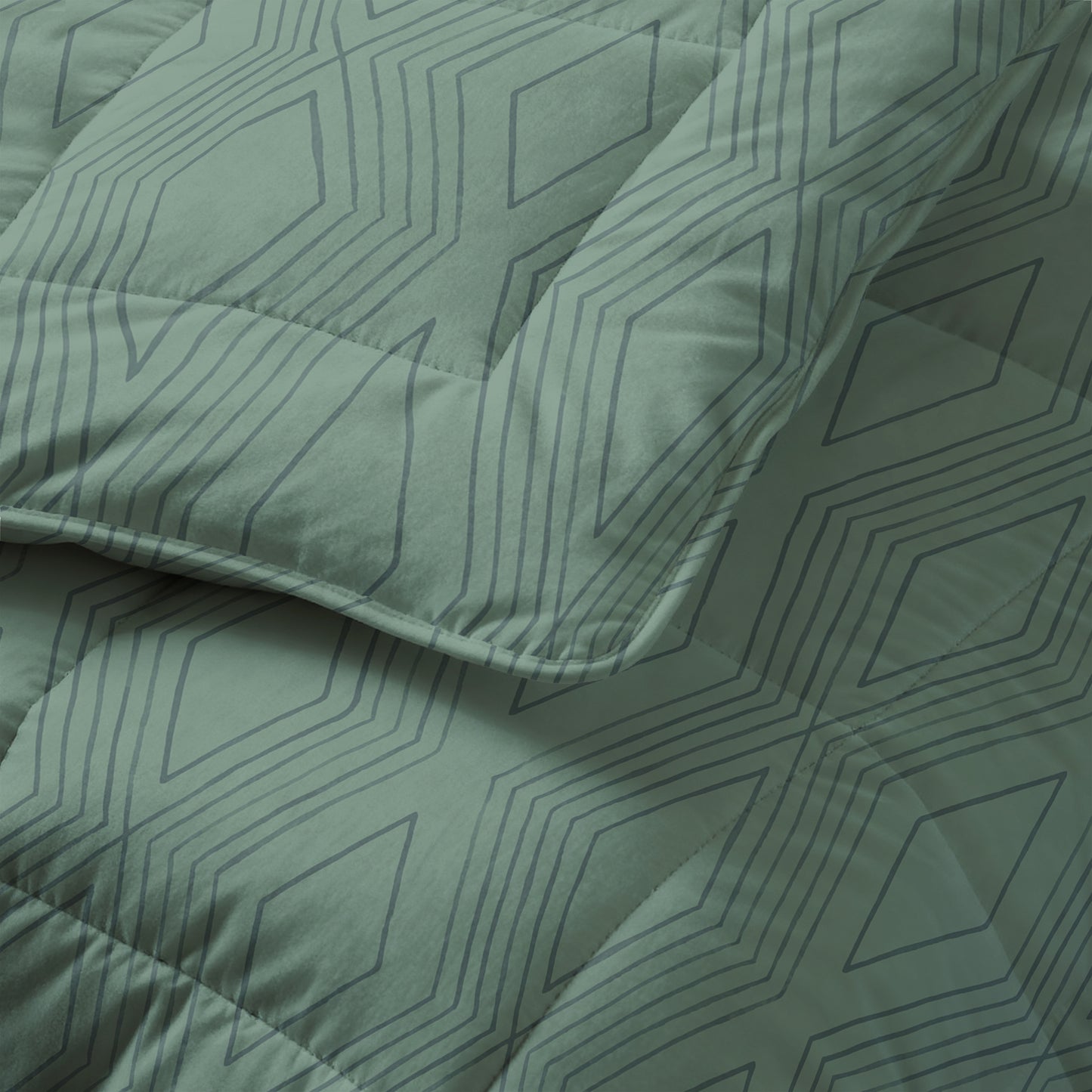All-in one Lazy dekbed Dorian Groen 200 x 200 Met Kussenslopen