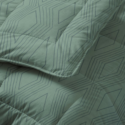 All-in one Lazy dekbed Dorian Groen 200 x 200 Met Kussenslopen