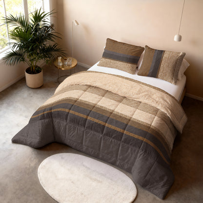 All-in one Lazy dekbed Marina Taupe 200 x 200 Met Kussenslopen