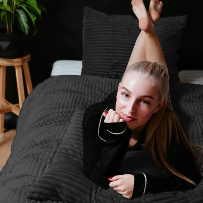 Rib Teddy Zwart 240x200/220