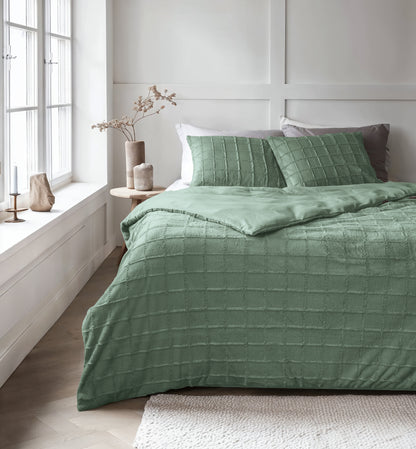 Faux Fur Check Donker Groen 240x200/220
