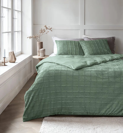Faux Fur Check Donker Groen