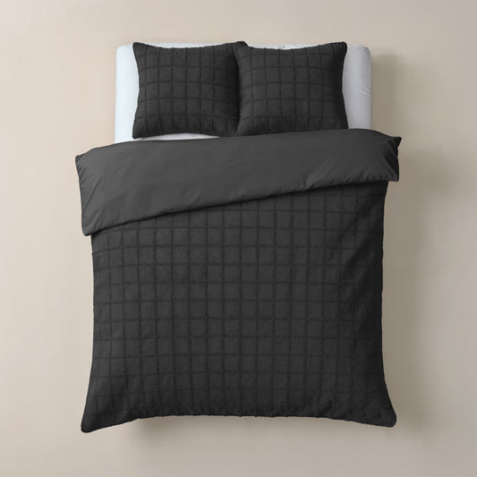 Faux Fur Check Zwart 200x200/220