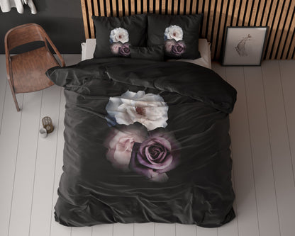 Deep Flowers Zwart 200 x 200/220