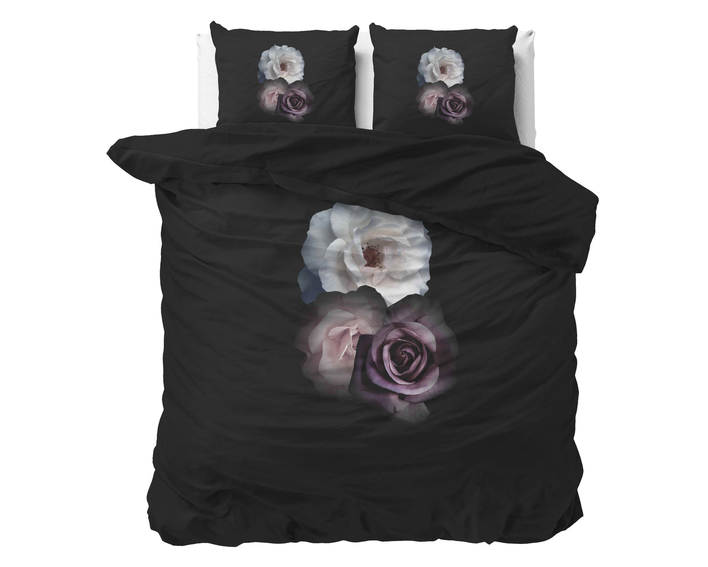 Deep Flowers Zwart 200 x 200/220