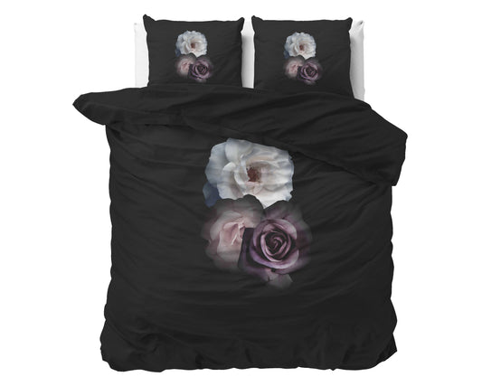 Deep Flowers Zwart 200 x 200/220