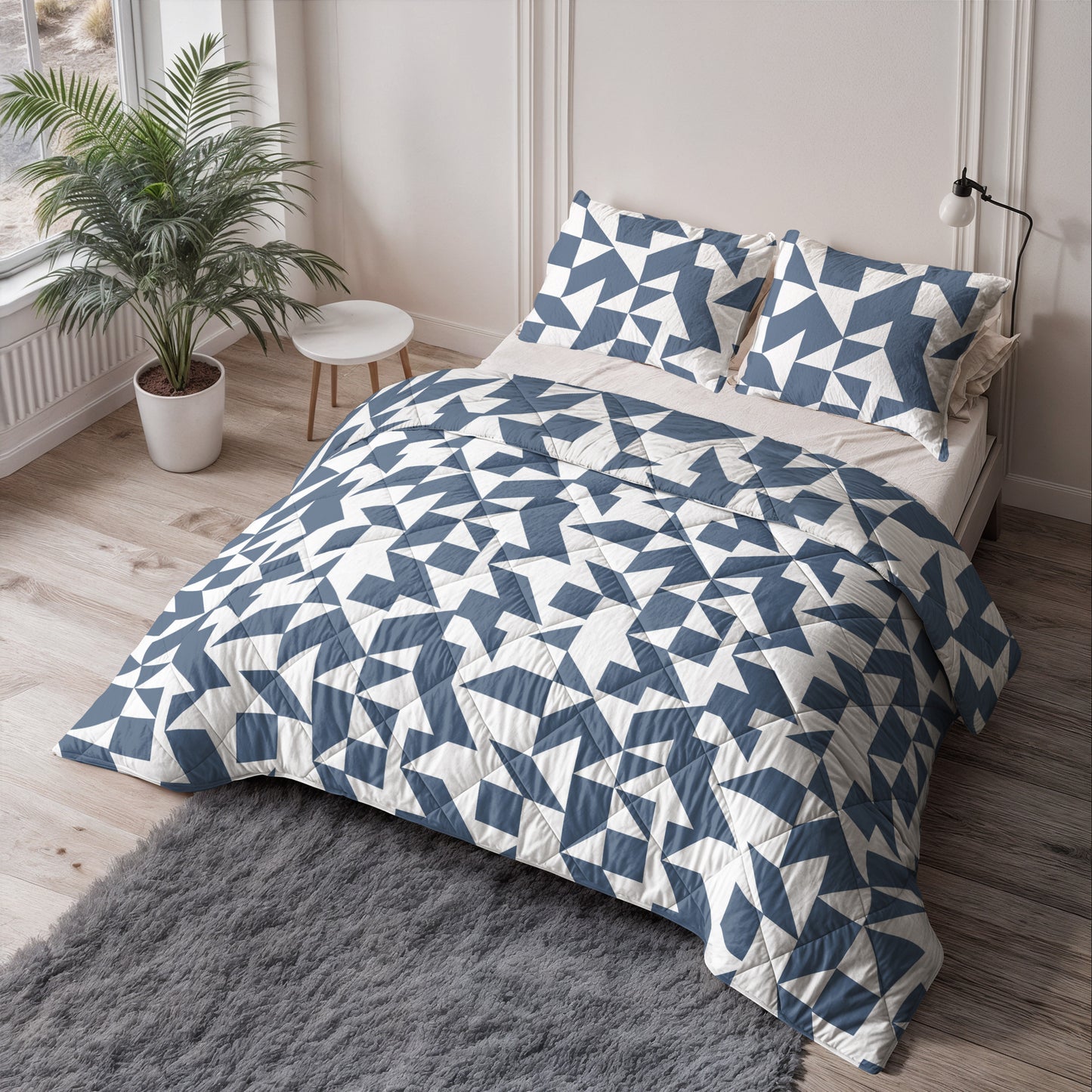 Lazy Dekbed Mado Blauw 200 x 200 Met Kussenslopen