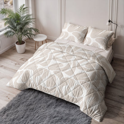 Lazy Dekbed Kello Taupe/Zand 200 x 200 Met Kussenslopen