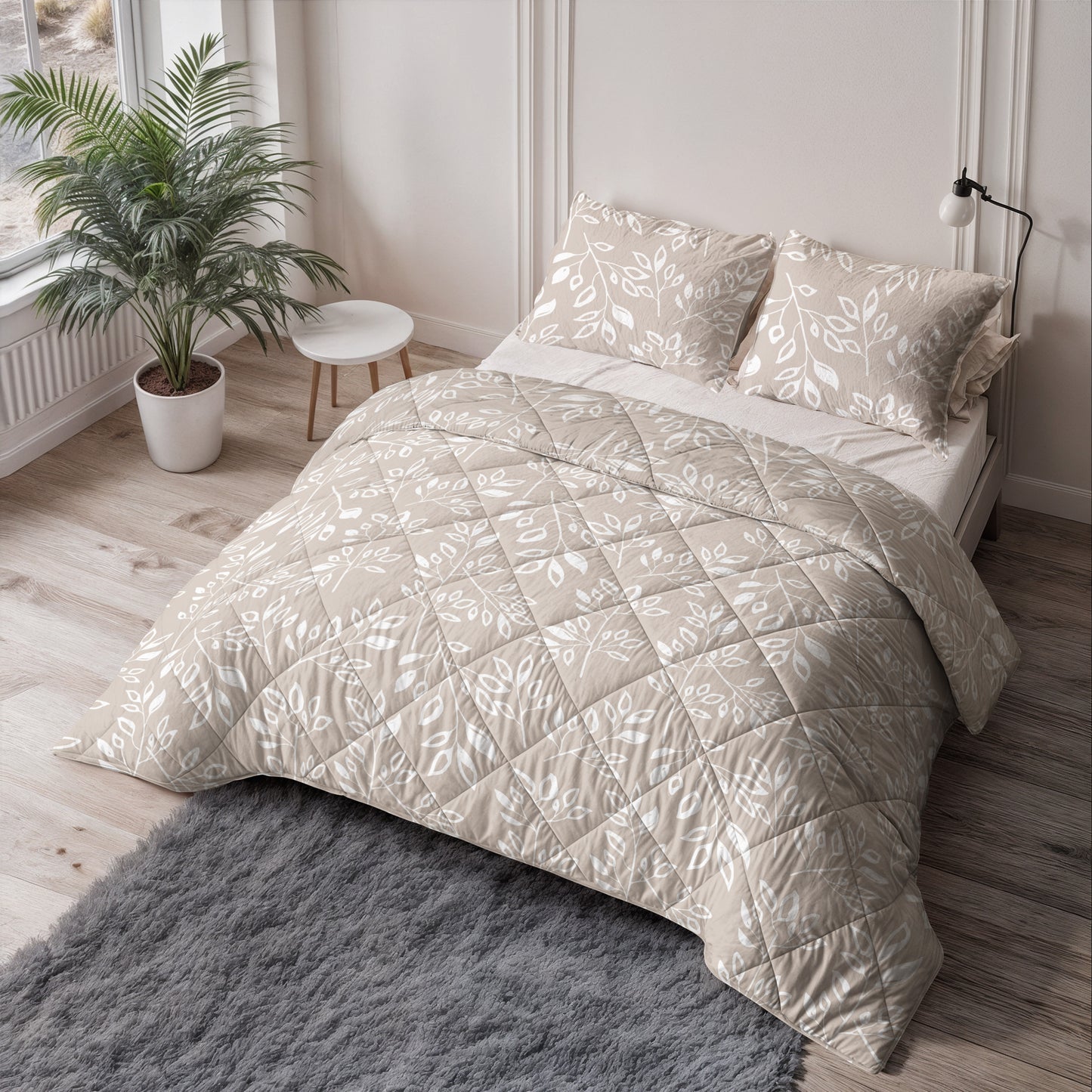 Lazy Dekbed Neva Taupe/Zand 200 x 200 Met Kussenslopen