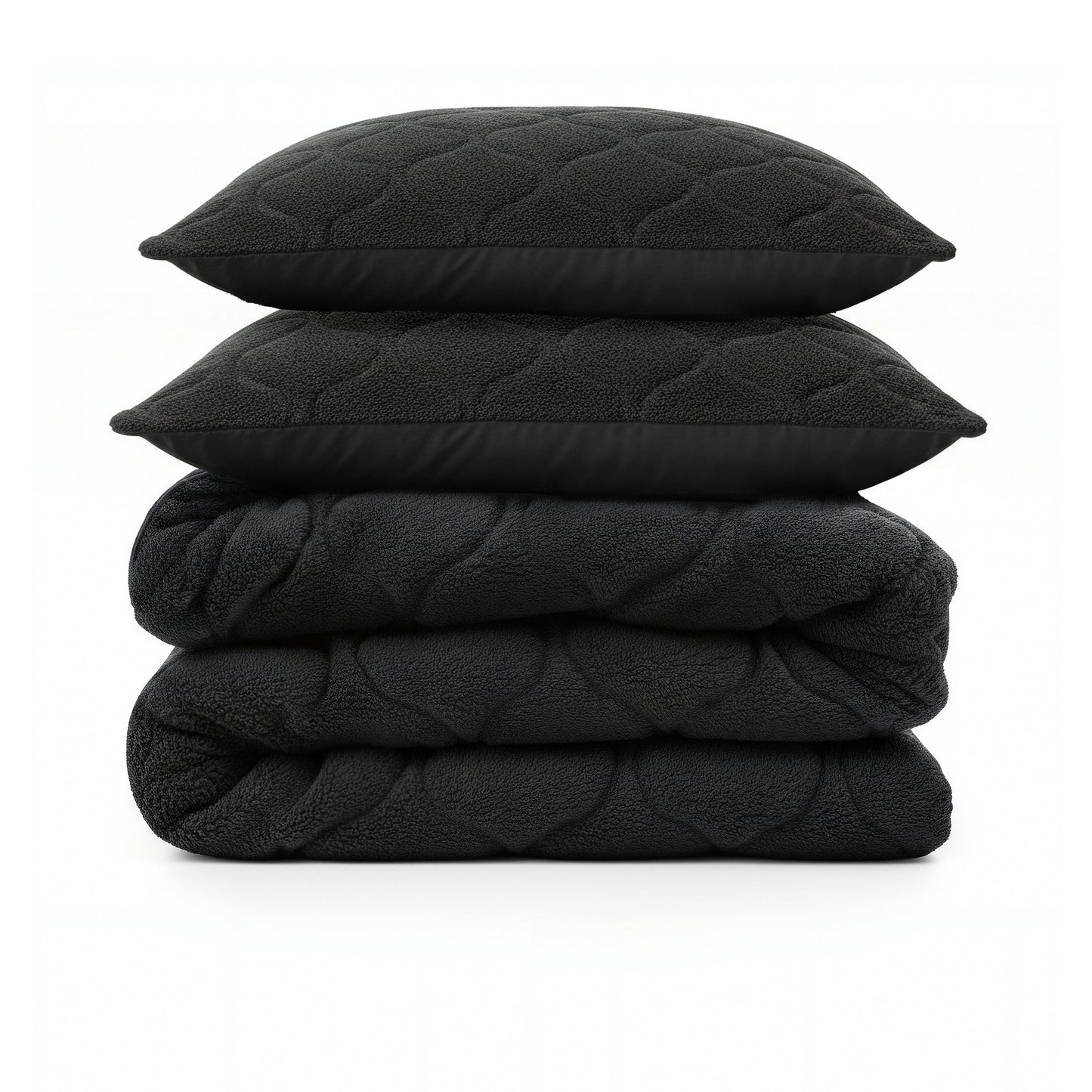Lazy Dekbed Teddy Zwart 200 x 200 Met Luxe Kussenslopen