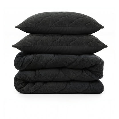 Lazy Dekbed Teddy Zwart 200 x 200 Met Luxe Kussenslopen