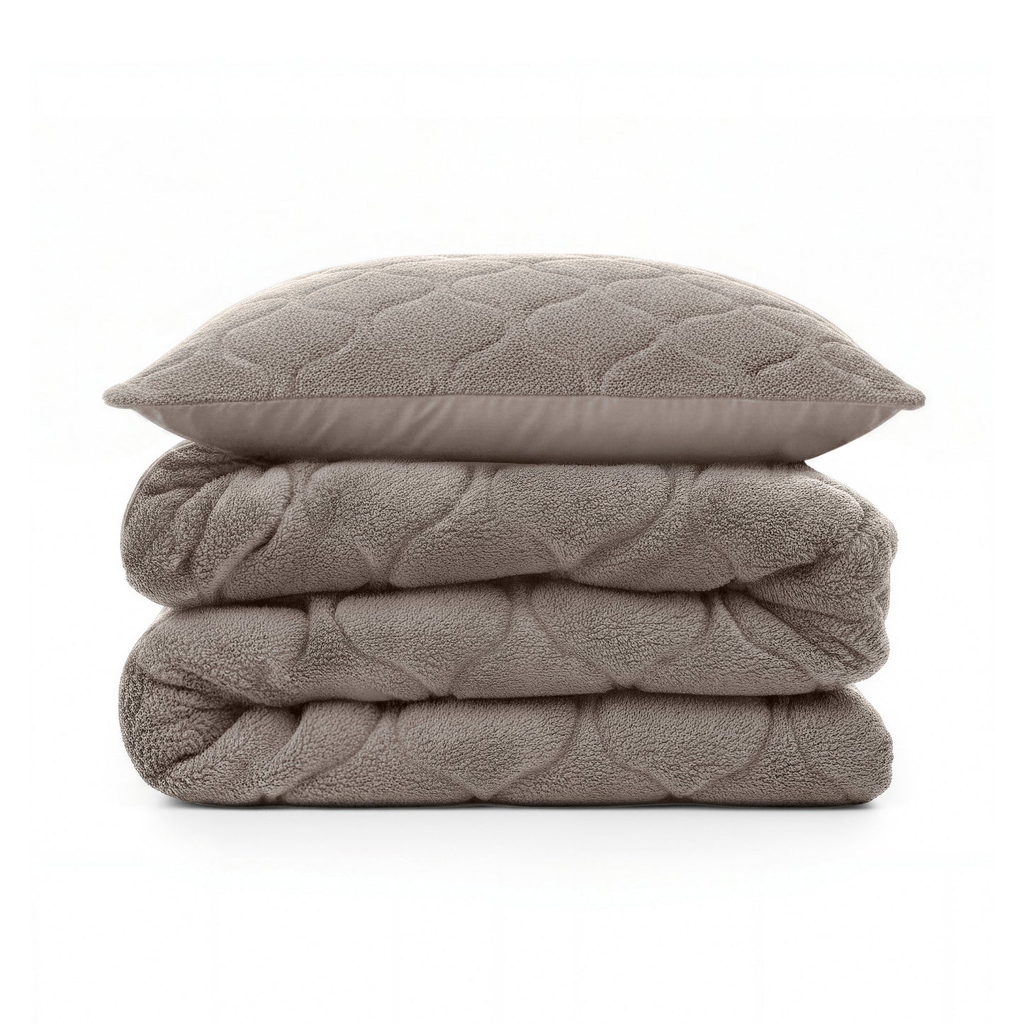 Lazy Dekbed Teddy Taupe/Grijs 140 x 200 Met Kussensloop