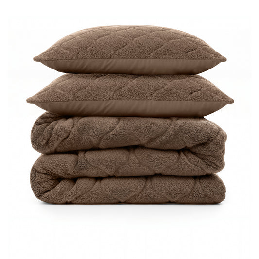 Lazy Dekbed Teddy Taupe/Bruin 200 x 200 Met Luxe Kussenslopen