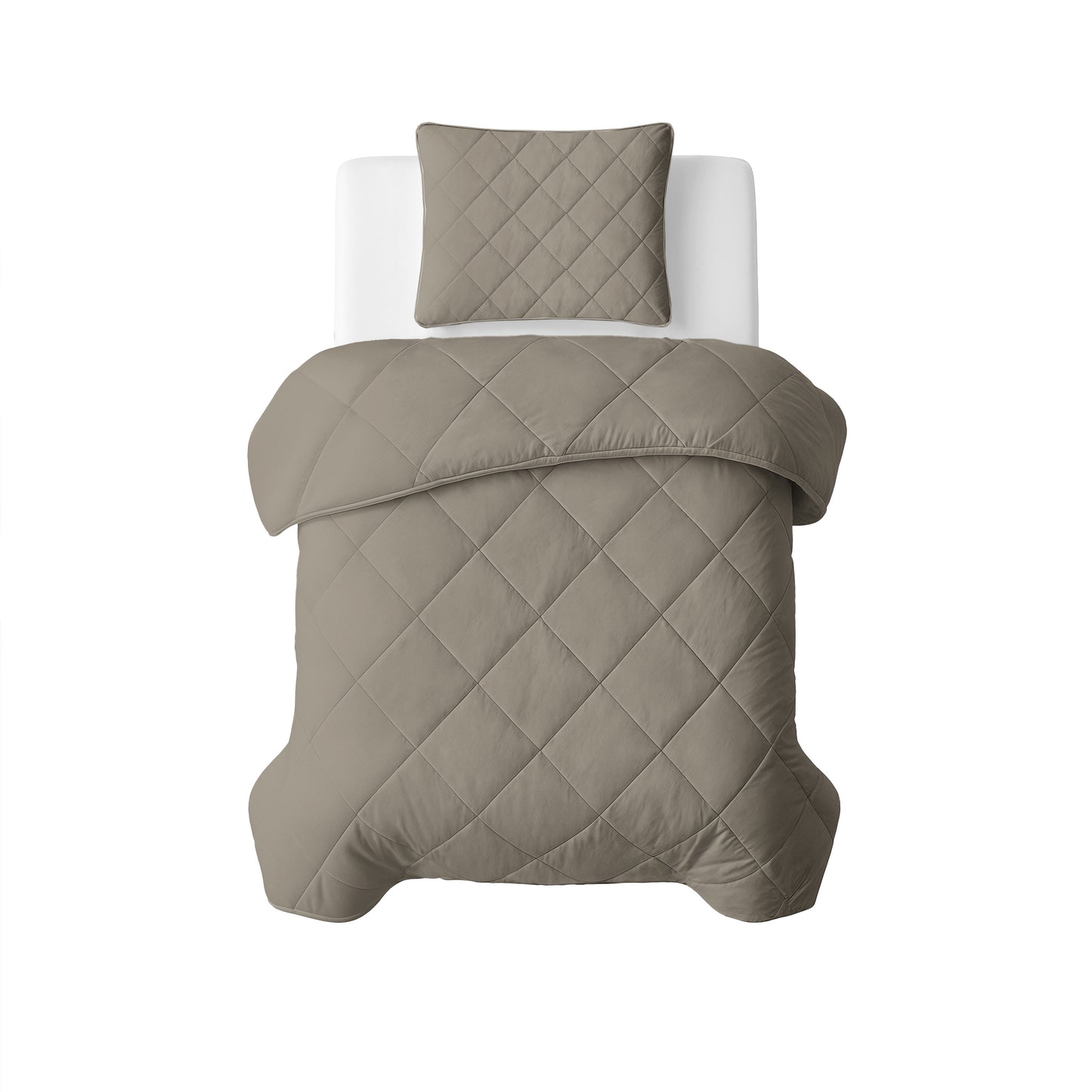 Lazy Dekbed Uni Taupe/Grijs 140 x 200 Met Kussensloop