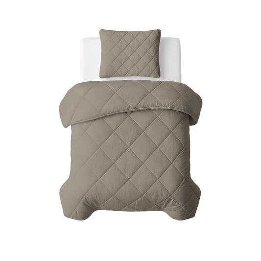 Lazy Dekbed Uni Taupe/Grijs 140 x 200 Met Kussensloop