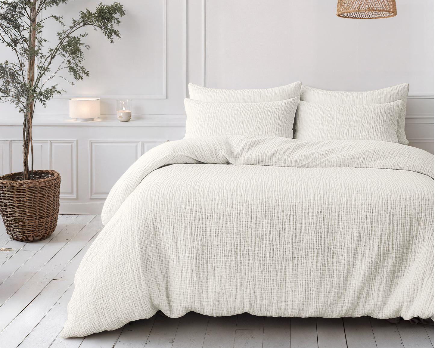 Lazy Dekbed Mousseline Beige 200 x 200 Met Kussenslopen