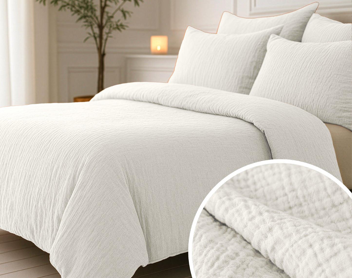 Lazy Dekbed Mousseline Beige 140 x 200 Met Kussensloop
