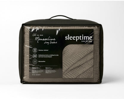 Lazy Dekbed Mousseline Taupe 140 x 200 Met Kussensloop