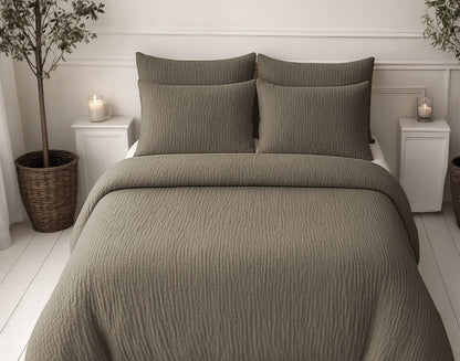 Lazy Dekbed Mousseline Taupe 140 x 200 Met Kussensloop