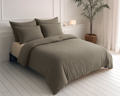 Lazy Dekbed Mousseline Taupe 140 x 200 Met Kussensloop