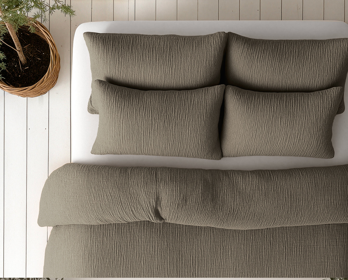 Lazy Dekbed Mousseline Taupe 140 x 200 Met Kussensloop