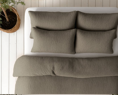 Lazy Dekbed Mousseline Taupe 140 x 200 Met Kussensloop