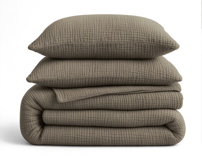 Lazy Dekbed Mousseline Taupe 140 x 200 Met Kussensloop