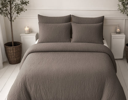 Lazy Dekbed Mousseline Donker Taupe 140 x 200 Met Kussensloop