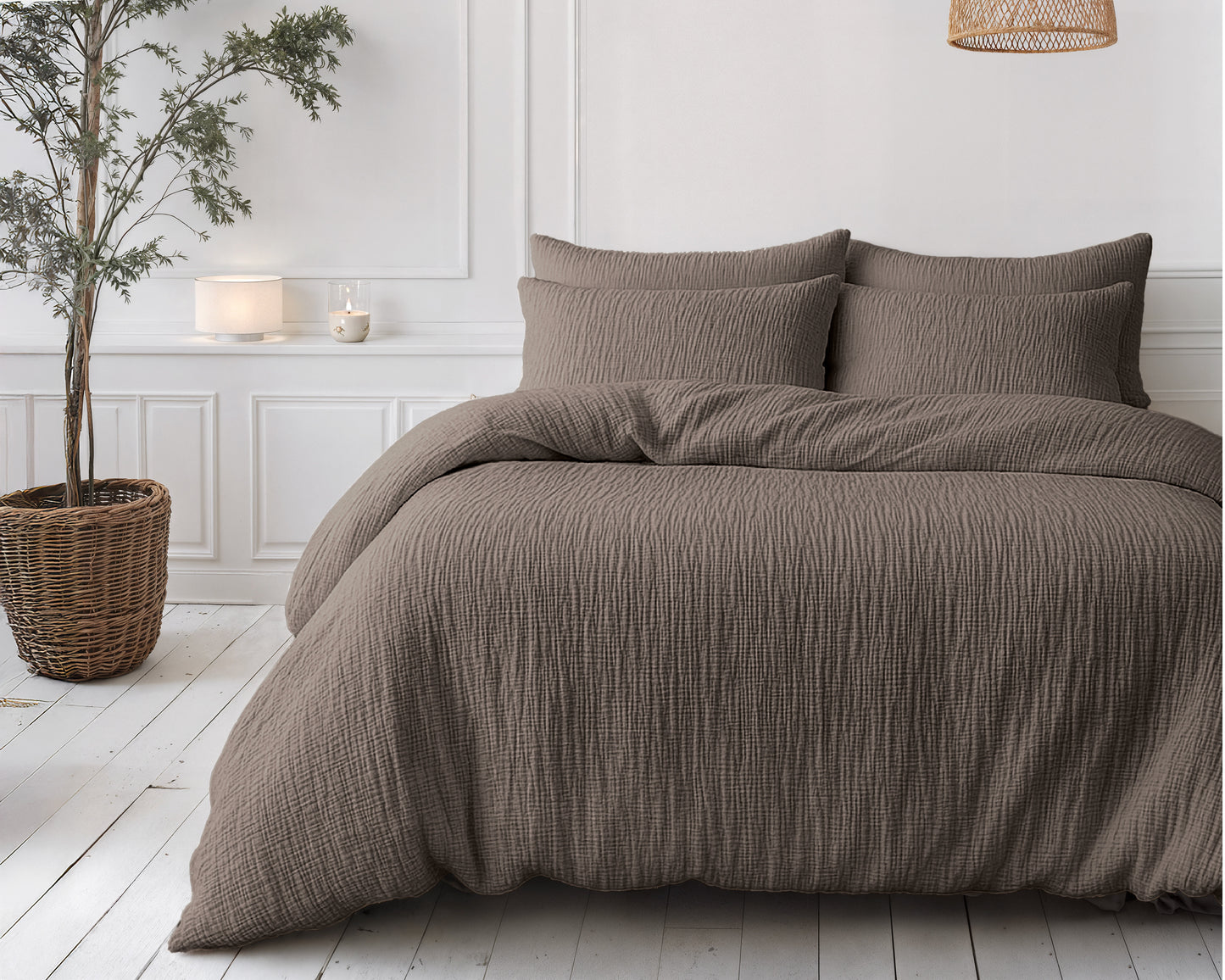 Lazy Dekbed Mousseline Donker Taupe 140 x 200 Met Kussensloop