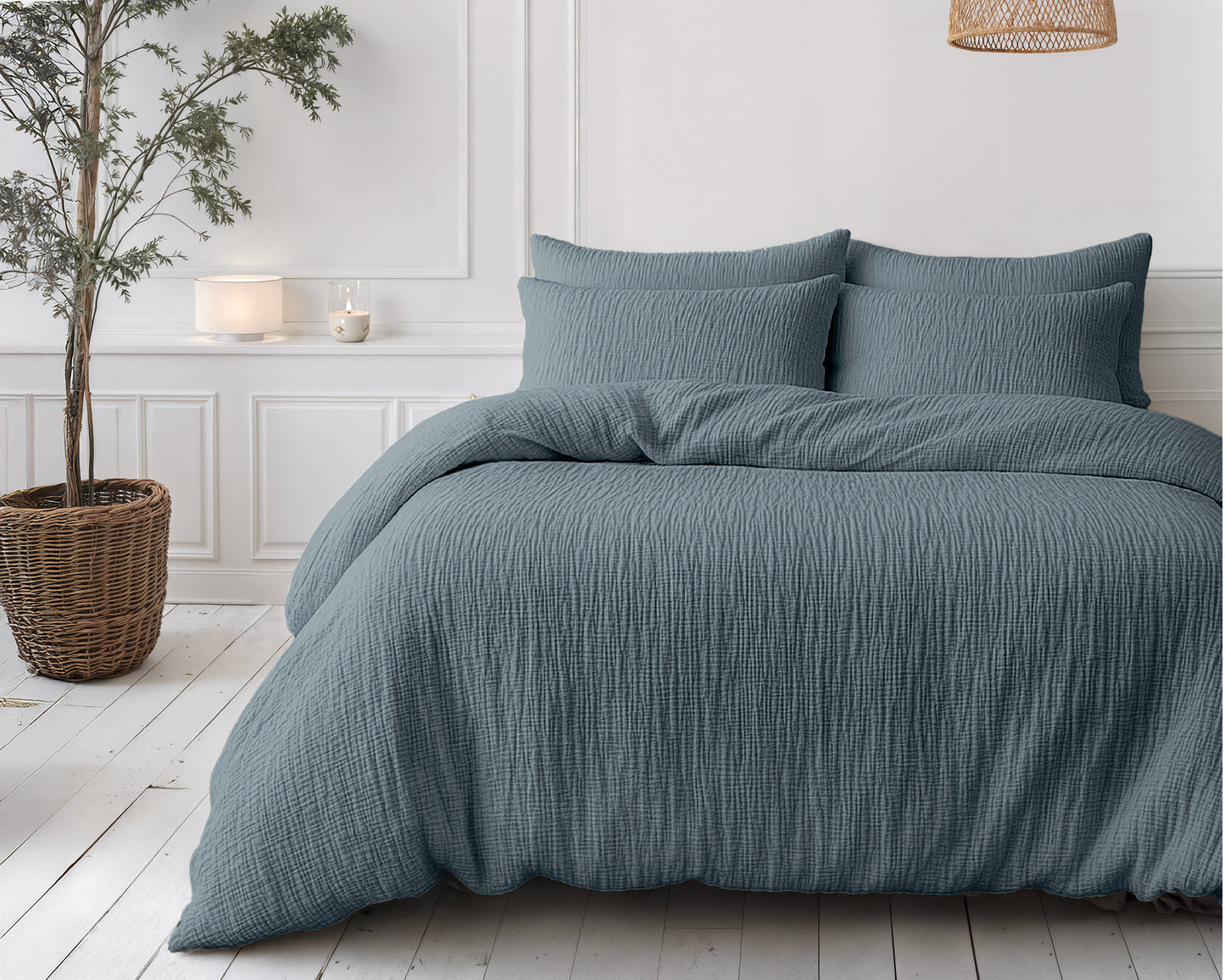 Lazy Dekbed Mousseline Groen 140 x 200 Met Kussensloop