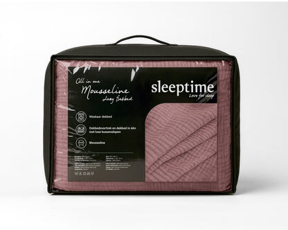 Lazy Dekbed Mousseline Oud roze 140 x 200 Met Kussensloop