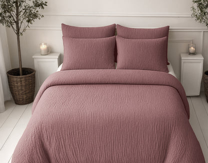 Lazy Dekbed Mousseline Oud roze 200 x 200 Met Kussenslopen