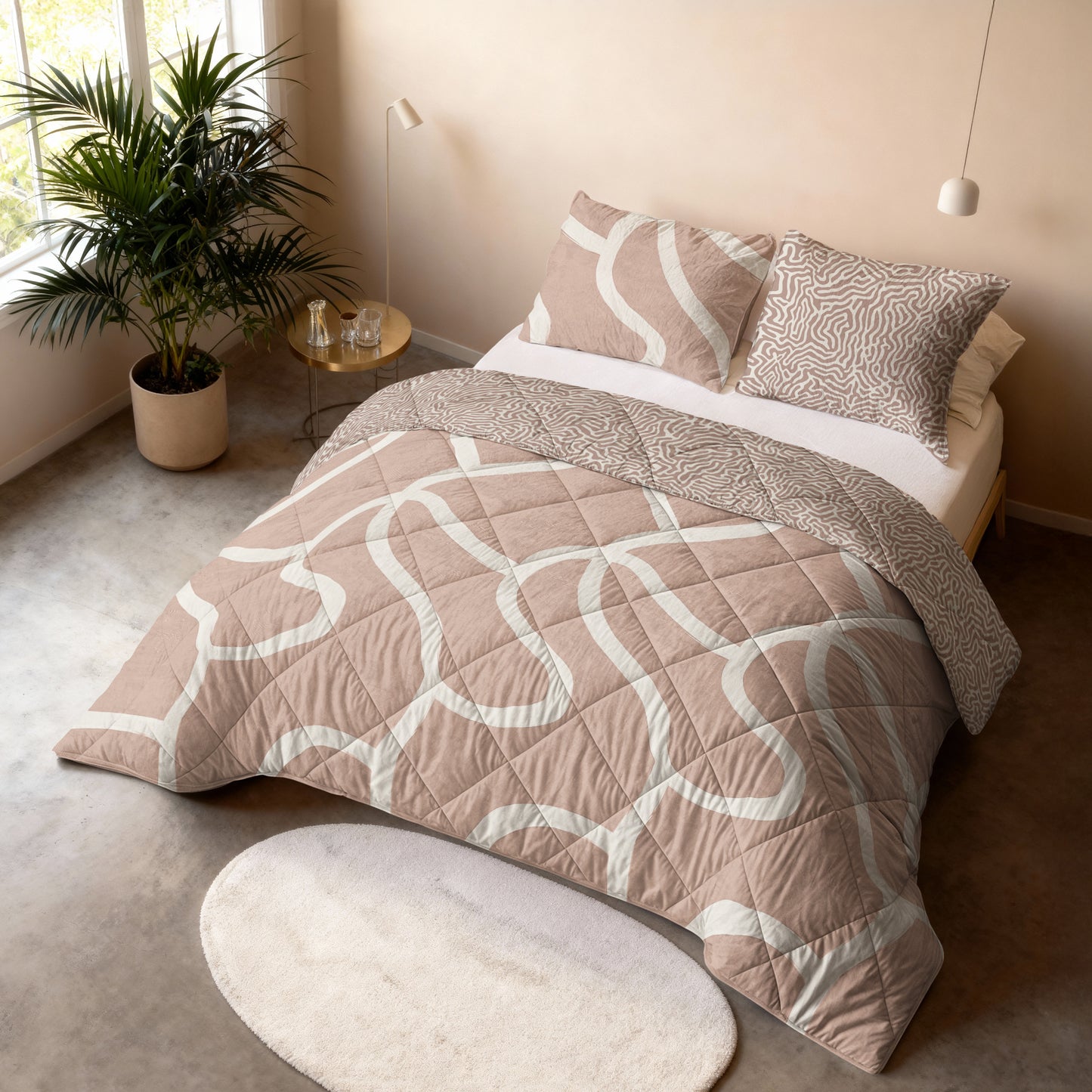 Lazy Dekbed Shapes Zand 140 x 200 Met Kussensloop