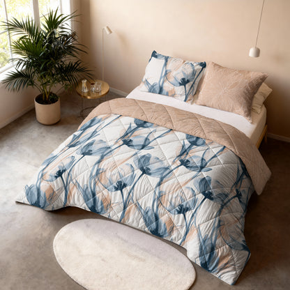 Lazy Dekbed Glass Flower Blauw 200 x 200 Met Kussenslopen