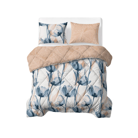 Lazy Dekbed Glass Flower Blauw 200 x 200 Met Kussenslopen