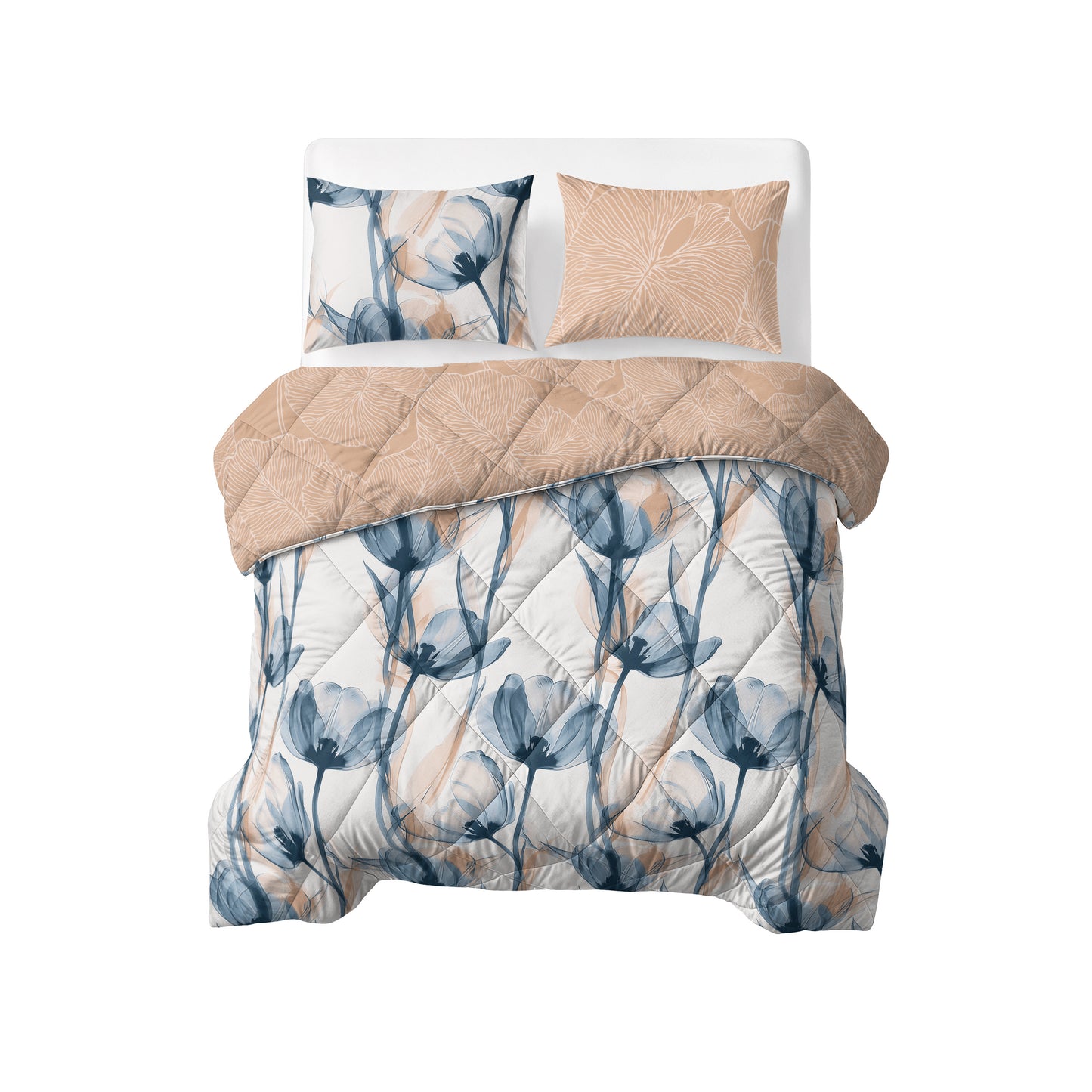 Lazy Dekbed Glass Flower Blauw 240 x 220 Met Kussenslopen