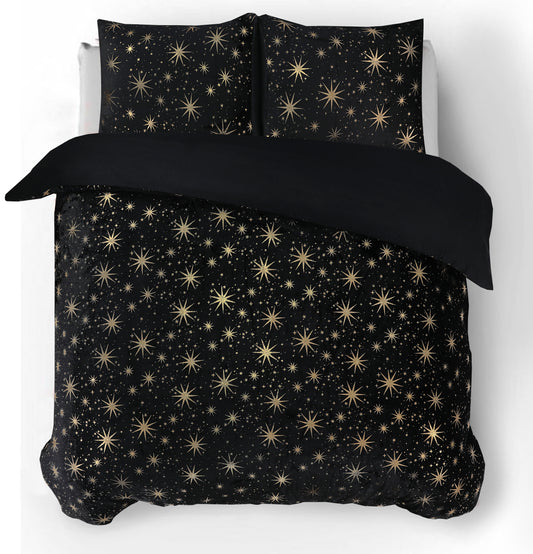 Glamour Flanel Stars Foil Zwart 200 x 200/220